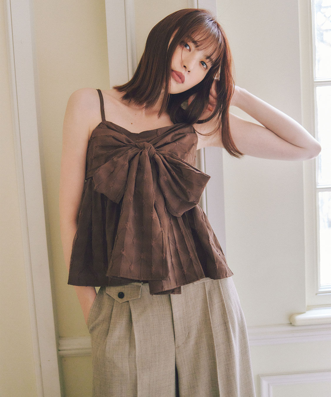 COCO DEAL「リボンペプラムジャカードキャミブラウス」|シャツ・ブラウス|