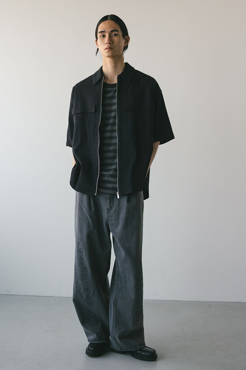 STYLEMIXER「シアサッカージップシャツ」|シャツ・ブラウス|BLK