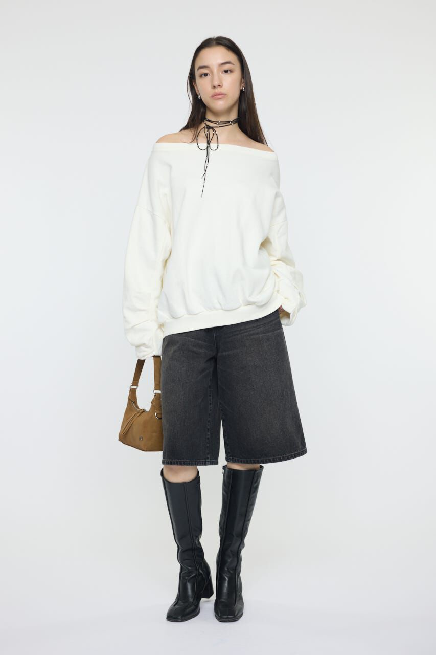 MOUSSY「WASHED OFF SHOULDER スウェット」|パーカー|