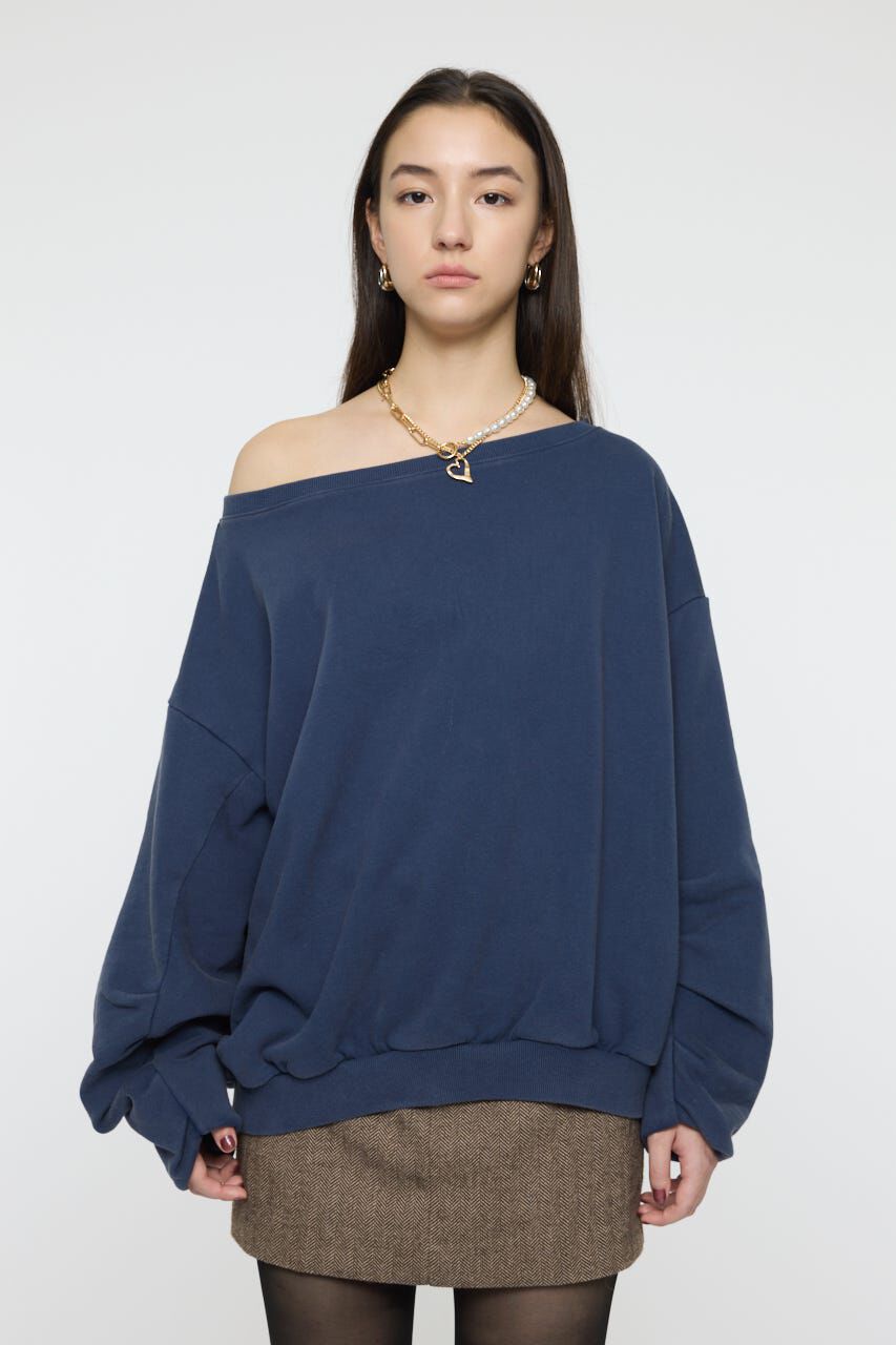 MOUSSY「WASHED OFF SHOULDER スウェット」|パーカー|