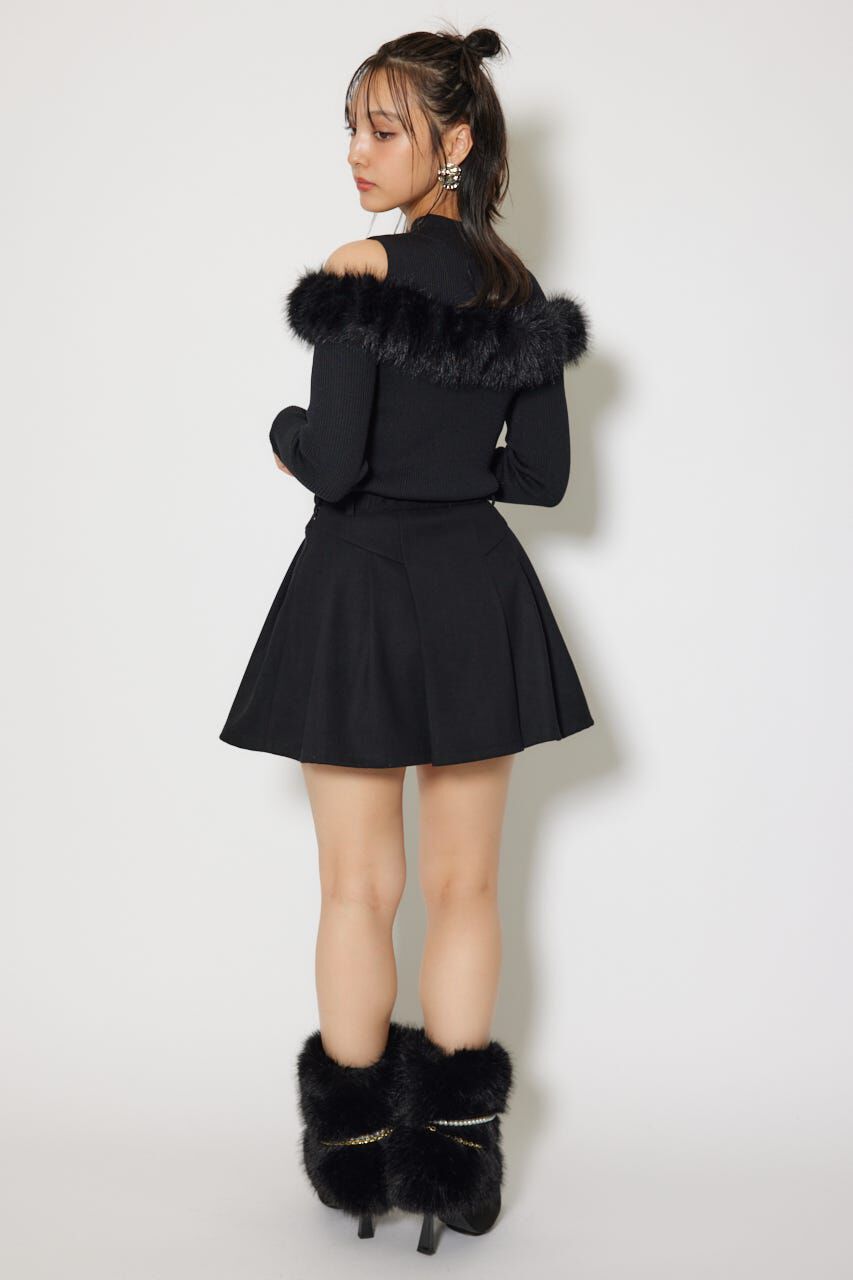 rienda「ショルダーオープンフェイクファーニットトップス」|ニット・セーター|