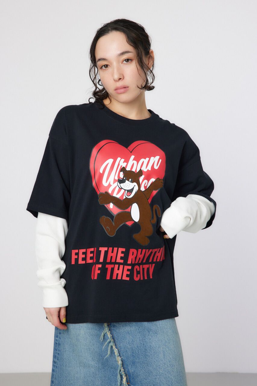 RODEO CROWNS「ハートパネルレイヤードロングスリーブTシャツ」|Tシャツ・カットソー|BLK