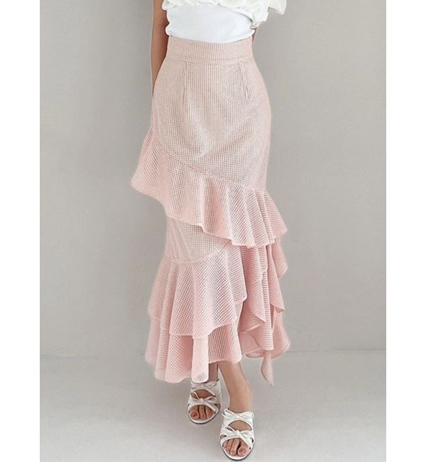 RESEXXY「メッシュラッフルスカート」|スカート|ピンク