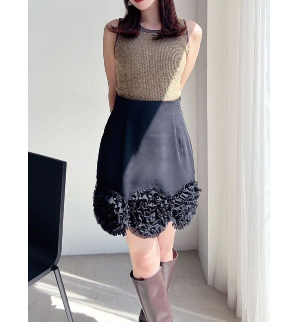 RESEXXY「コサージュミニスカート」|スカート|ブラック