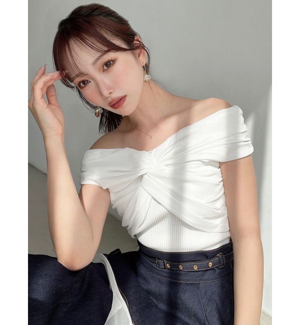 RESEXXY「ツイストオフショルニットトップス」|ニット・セーター|