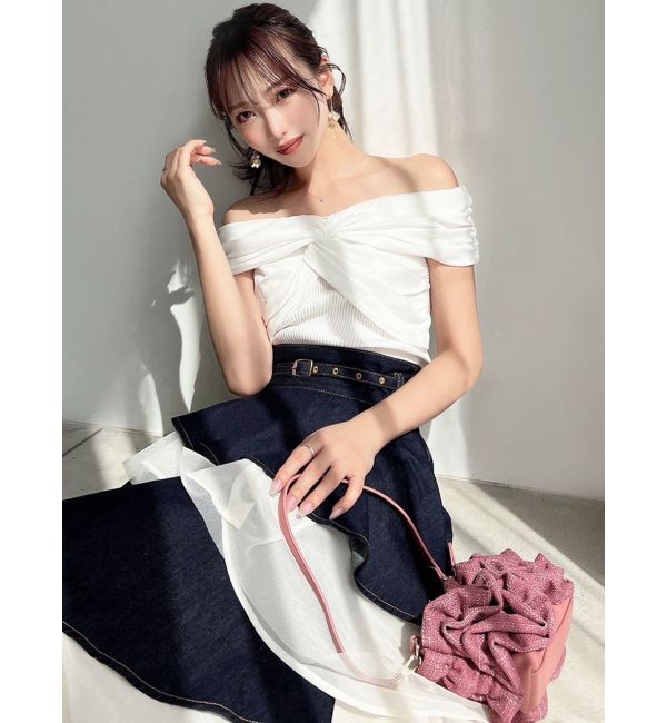 RESEXXY「ツイストオフショルニットトップス」|ニット・セーター|