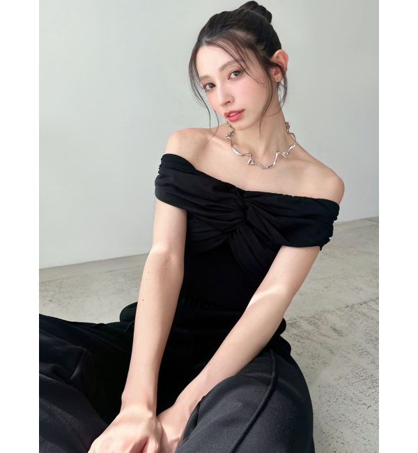 RESEXXY「ツイストオフショルニットトップス」|ニット・セーター|