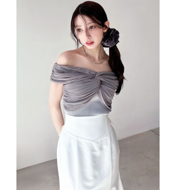 RESEXXY「ツイストオフショルニットトップス」|ニット・セーター|