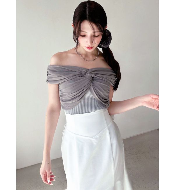 RESEXXY「ツイストオフショルニットトップス」|ニット・セーター|