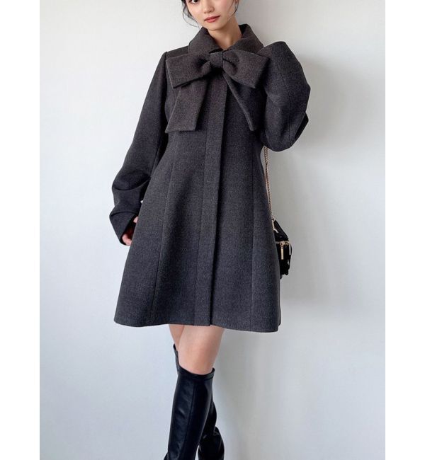 RESEXXY「ビッグリボンミディコート【完売カラーは品番：1526100148で販売中】」|その他|チャコールグレー