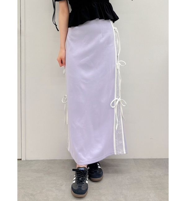 dazzlin「サイドレースリボントラックスカート」|スカート|パープル