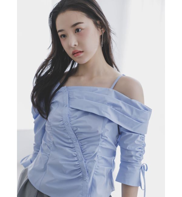 dazzlin「アシメギャザーブラウス」|シャツ・ブラウス|