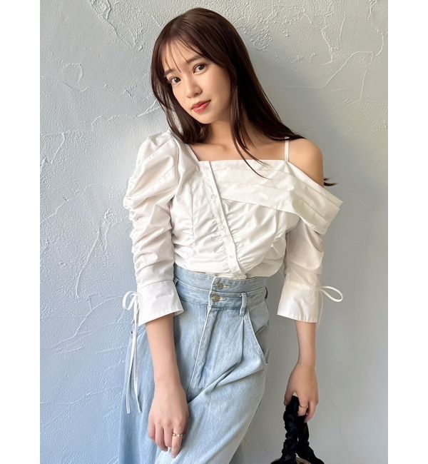 dazzlin「アシメギャザーブラウス」|シャツ・ブラウス|