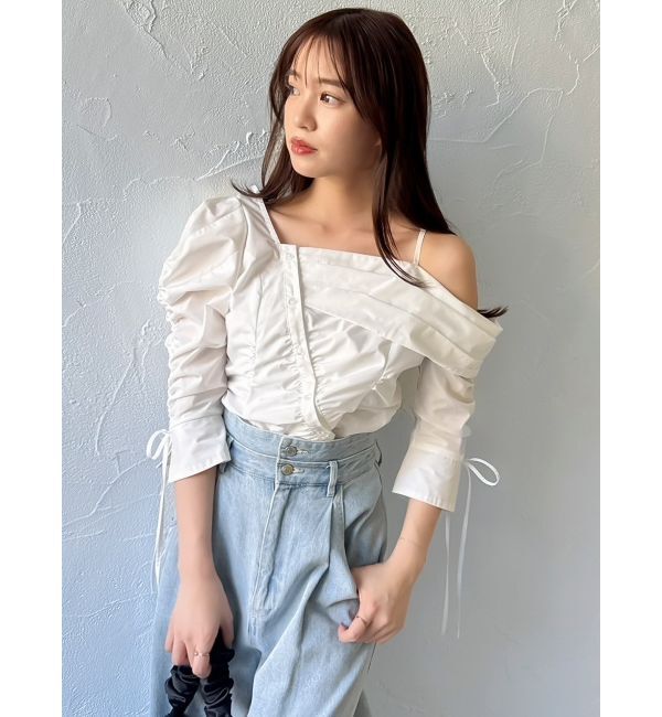 dazzlin「アシメギャザーブラウス」|シャツ・ブラウス|