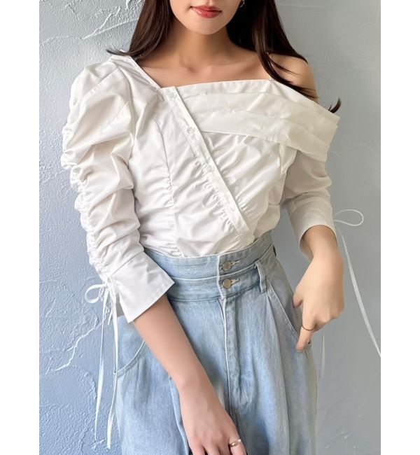 dazzlin「アシメギャザーブラウス」|シャツ・ブラウス|