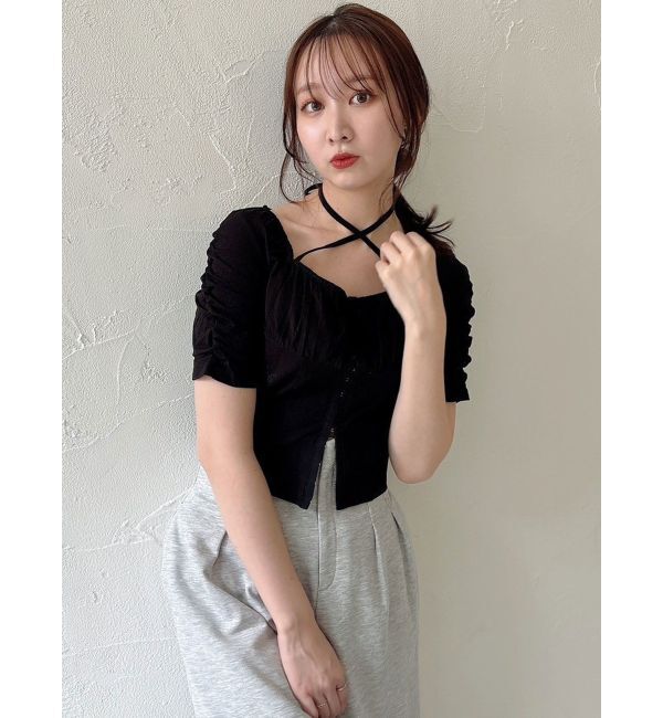 dazzlin「フロントホックタイトカットトップス」|Tシャツ・カットソー|