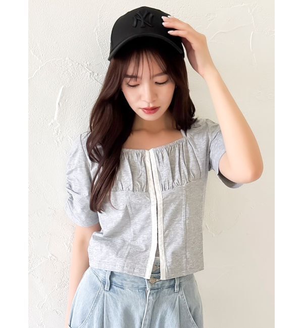 dazzlin「フロントホックタイトカットトップス」|Tシャツ・カットソー|