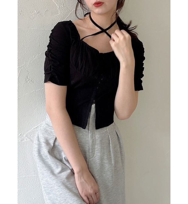 dazzlin「フロントホックタイトカットトップス」|Tシャツ・カットソー|ブラック