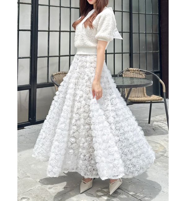 dazzlin「モチーフボリュームフレアスカート」|スカート|ホワイト