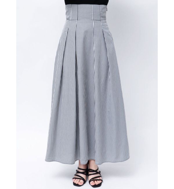 MERCURYDUO「ギンガムバックレースアップタックフレアスカート」|スカート|
