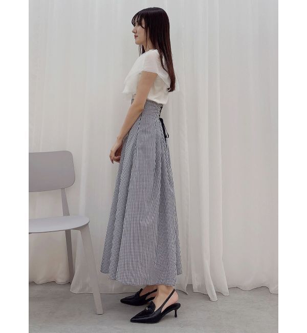 MERCURYDUO「ギンガムバックレースアップタックフレアスカート」|スカート|