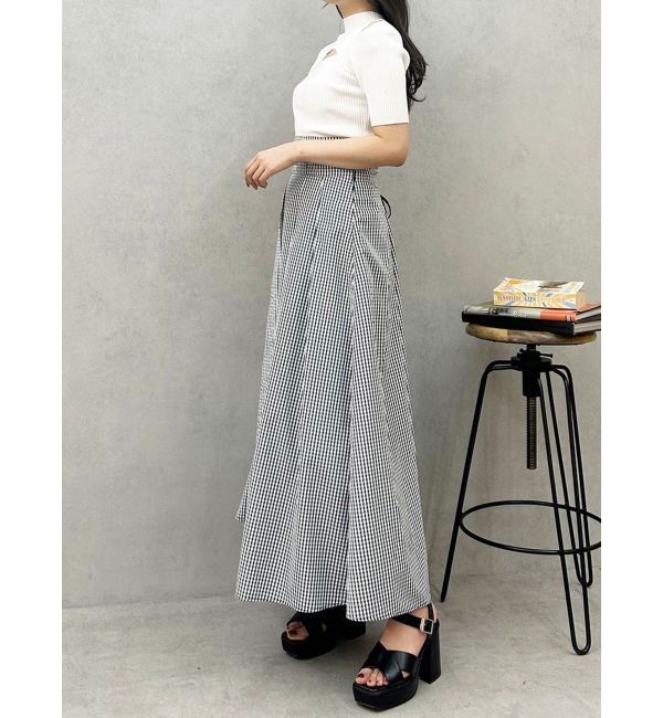 MERCURYDUO「ギンガムバックレースアップタックフレアスカート」|スカート|