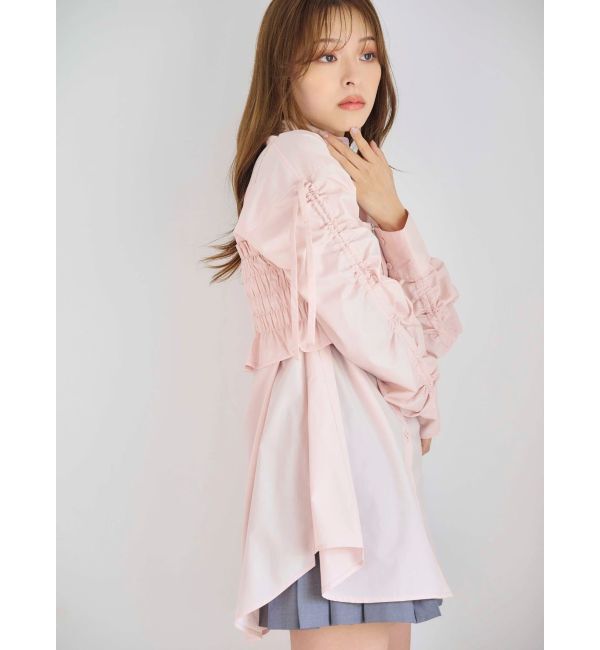 MERCURYDUO「シャーリングZIPビスチェセットシャツ」|シャツ・ブラウス|