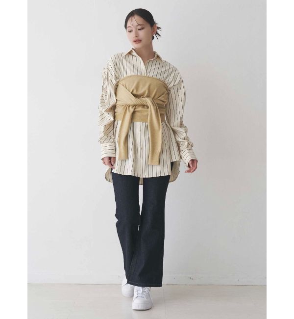 MERCURYDUO「シャーリングZIPビスチェセットシャツ」|シャツ・ブラウス|