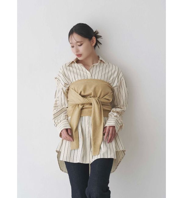 MERCURYDUO「シャーリングZIPビスチェセットシャツ」|シャツ・ブラウス|