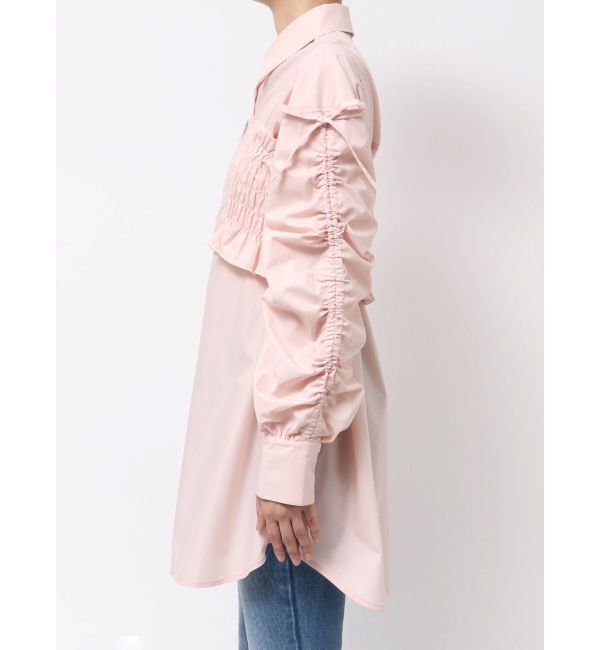 MERCURYDUO「シャーリングZIPビスチェセットシャツ」|シャツ・ブラウス|