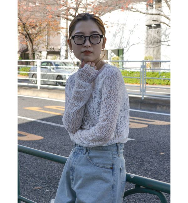 Ungrid「バックオープンレースロングスリーブTee」|Tシャツ・カットソー|オフホワイト