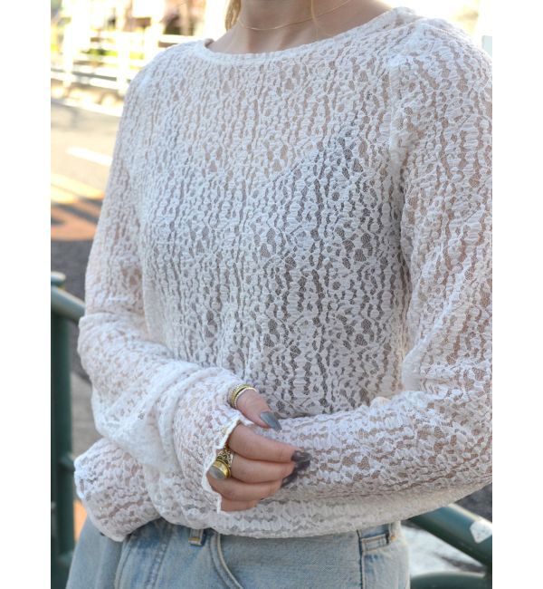 Ungrid「バックオープンレースロングスリーブTee」|Tシャツ・カットソー|