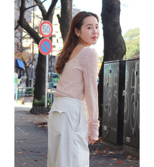 Ungrid「バックオープンレースロングスリーブTee」|Tシャツ・カットソー|