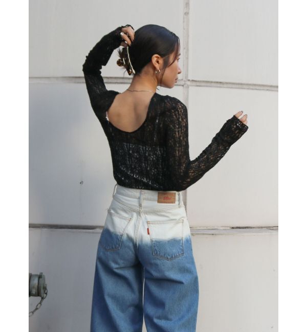 Ungrid「バックオープンレースロングスリーブTee」|Tシャツ・カットソー|