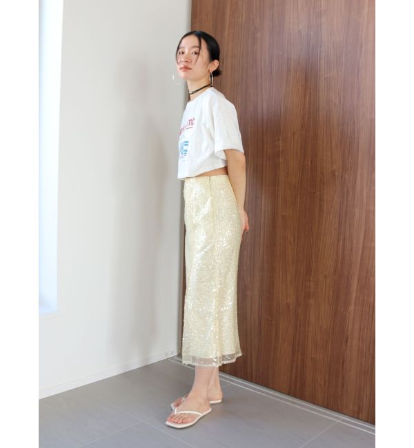 Ungrid「ミドル丈スパンコールスカート」|スカート|