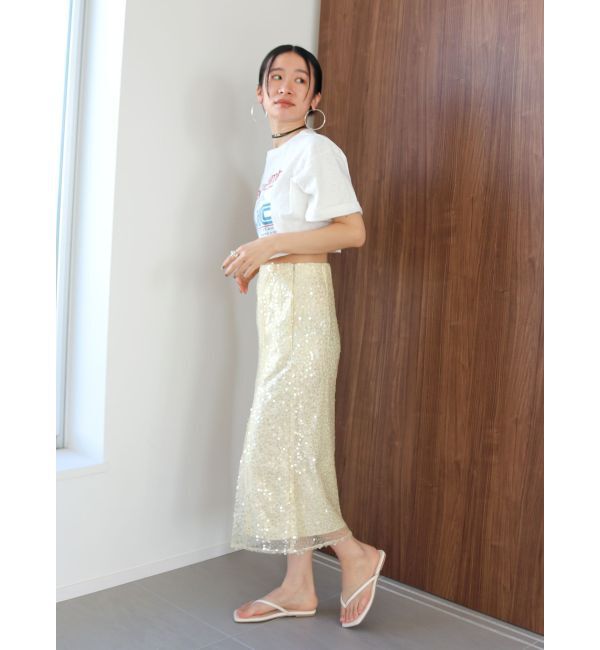 Ungrid「ミドル丈スパンコールスカート」|スカート|