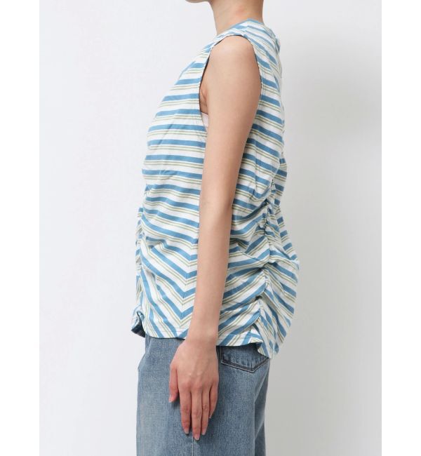 Ungrid「ギャザーデザインマルチボーダータンクトップ」|タンクトップ|