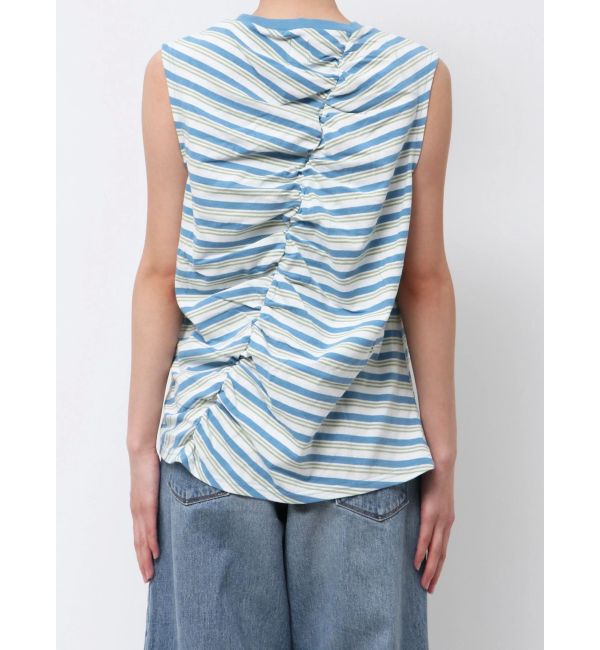 Ungrid「ギャザーデザインマルチボーダータンクトップ」|タンクトップ|