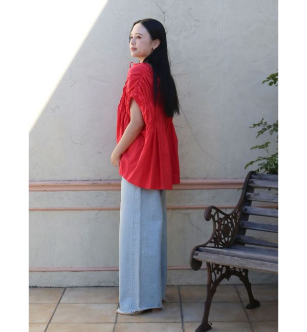 Ungrid「リネン混ギャザーノースリブラウス」|シャツ・ブラウス|