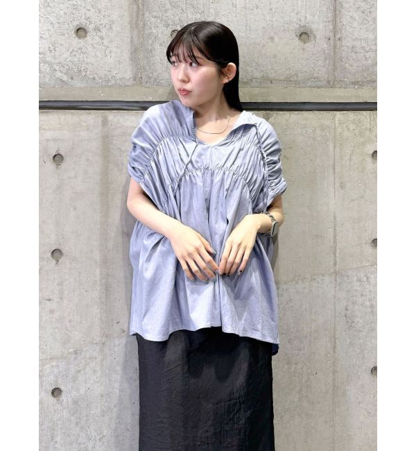 Ungrid「リネン混ギャザーノースリブラウス」|シャツ・ブラウス|