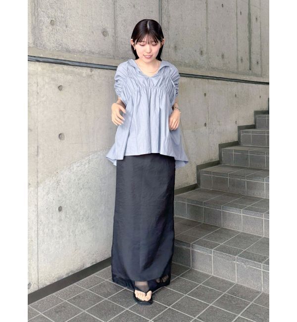 Ungrid「リネン混ギャザーノースリブラウス」|シャツ・ブラウス|