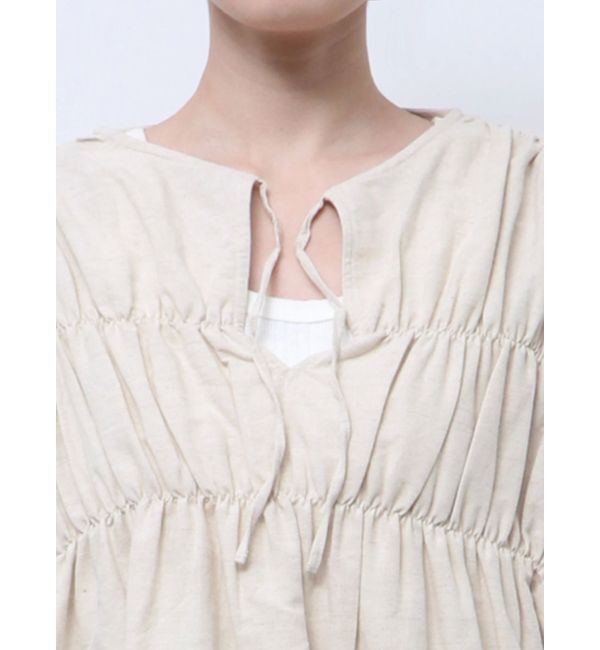 Ungrid「リネン混ギャザーノースリブラウス」|シャツ・ブラウス|