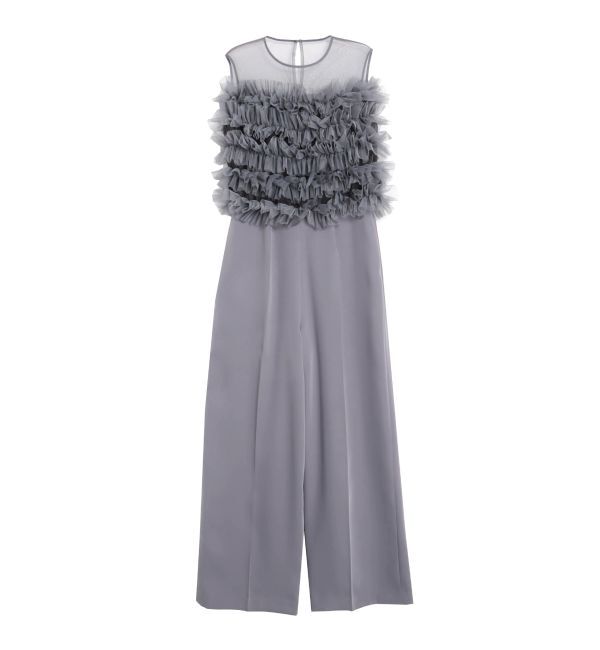 LAGUNAMOON「LADYチュールオフショルパンツドレス」|ドレス|グレー