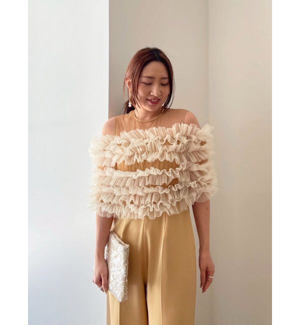 LAGUNAMOON「LADYチュールオフショルパンツドレス」|ドレス|