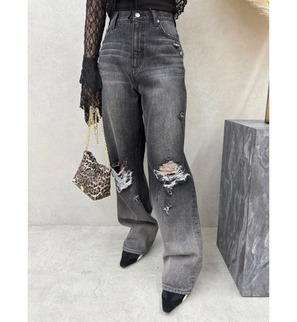 EVRIS「ヴィンテージライクダメージワイドデニムパンツ」|デニム|