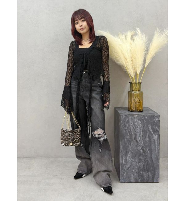 EVRIS「ヴィンテージライクダメージワイドデニムパンツ」|デニム|