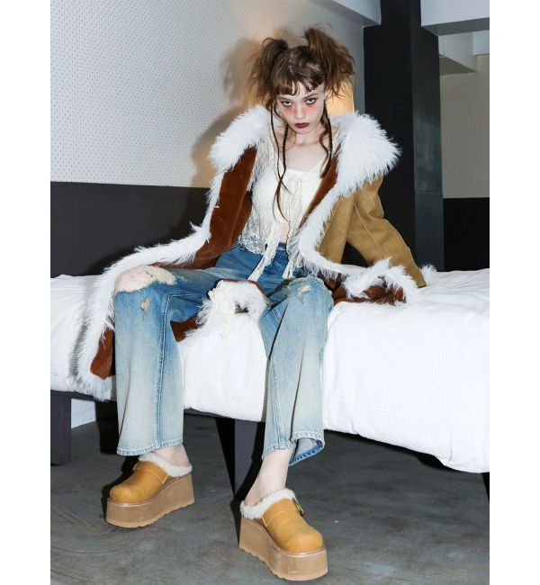 EVRIS「ヴィンテージライクダメージワイドデニムパンツ」|デニム|