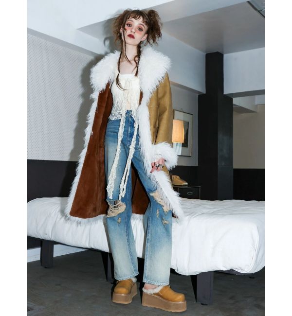 EVRIS「ヴィンテージライクダメージワイドデニムパンツ」|デニム|