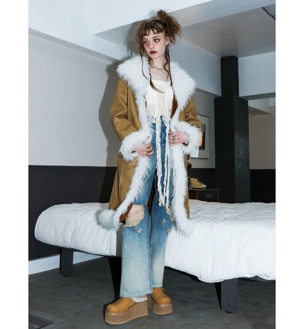 EVRIS「ヴィンテージライクダメージワイドデニムパンツ」|デニム|