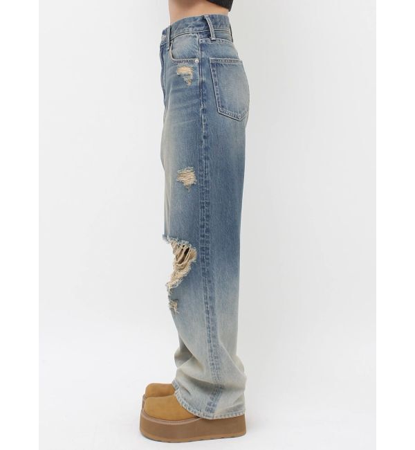 EVRIS「ヴィンテージライクダメージワイドデニムパンツ」|デニム|